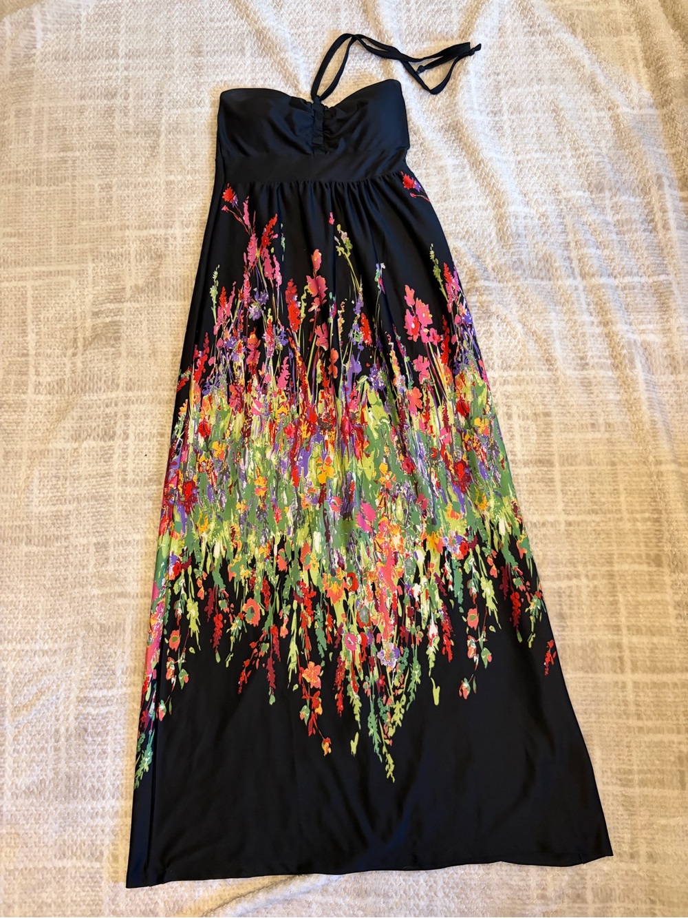 Candy Couture Halter Floral Maxi Dress Black Garden Party Prom S/P
